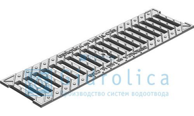 Гидролика Решетка водоприемная Gidrolica Standart РВ -10.13,6.50 - щелевая чугунная ВЧ оцинкованная, кл. С250
