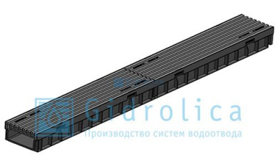 Гидролика Комплект Gidrolica Light: лоток водоотводный ЛВ -10.11,5.5,5 - пластиковый
 с решеткой РВ- 10.11.50 пластиковой ячеистой, кл. B125